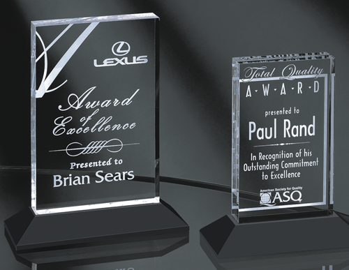 Clear Acrylic 1" Thick rectangle on Ebony wood base. Columbus, Ohio