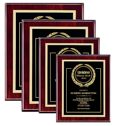 Rosewood Piano Finish Plaque with Plate