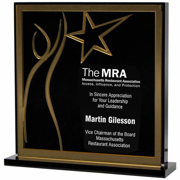 Lucite Square with Star and Black and Gold or Silver Mirror Columbus Ohio Reach for the Stars