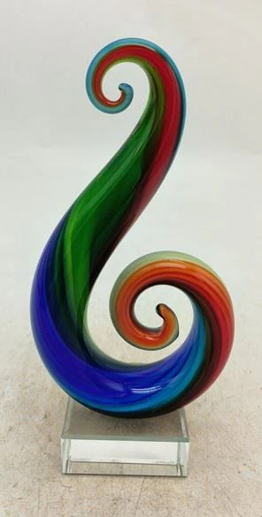 NEW Multi Color Curly Q Art Glass 7 inch